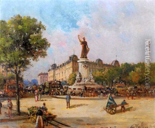 Place De La Republique Oil Painting - Gustave Mascart