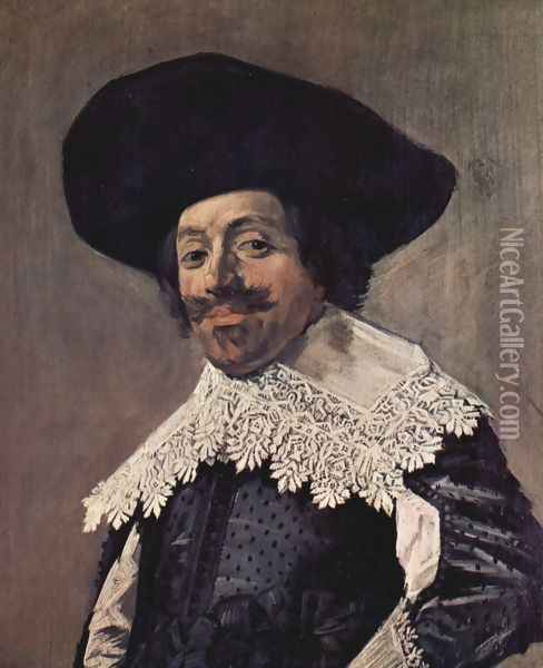 Portrait of a man with a high-collar Oil Painting - Frans Hals
