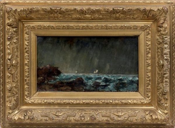 Marine, Gros Temps (collab.) Oil Painting - Gustave Courbet