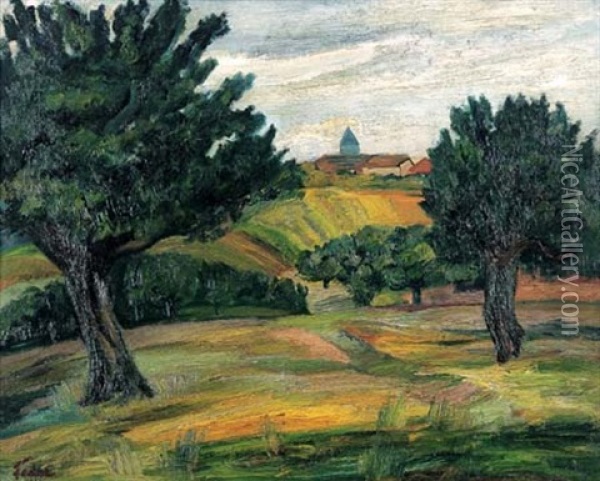 Rural Landscape Oil Painting - Adolphe Aizik Feder