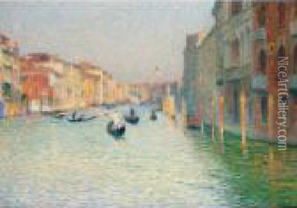 Gondoles A Venise Oil Painting - Henri Martin