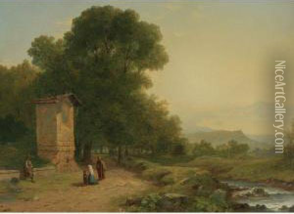 The Shrine - A Scene In Italy Oil Painting - John Frederick Kensett