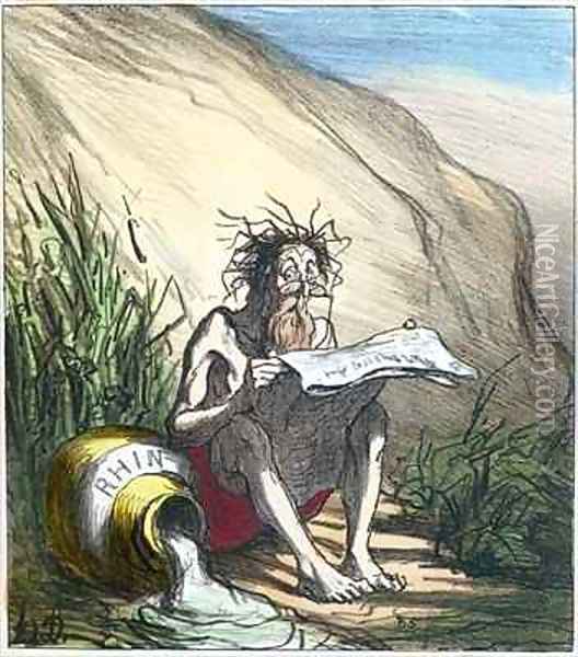 Diogenes reading a newspaper Oil Painting - Honore Daumier