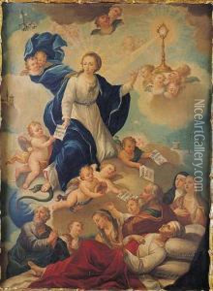La Inmaculada Concepcion Intercesora De La Buena Muerte Oil Painting - Juan Carreno De Miranda