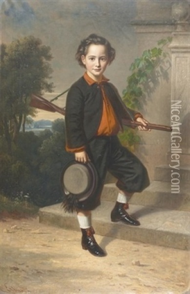 Der Junge Jager Oil Painting - Georg Friedrich Erhardt