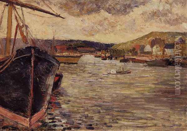 The Port Of Rouen Oil Painting - Paul Gauguin