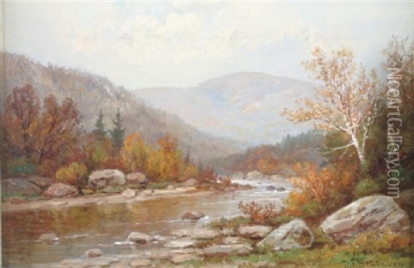 River Landscape Oil Painting - Daniel Folger Bigelow