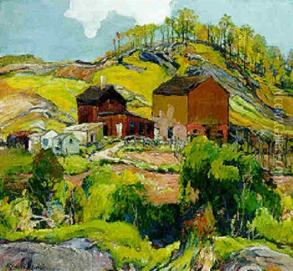 Hilly Landscape With Houses Oil Painting - Charles Reiffel