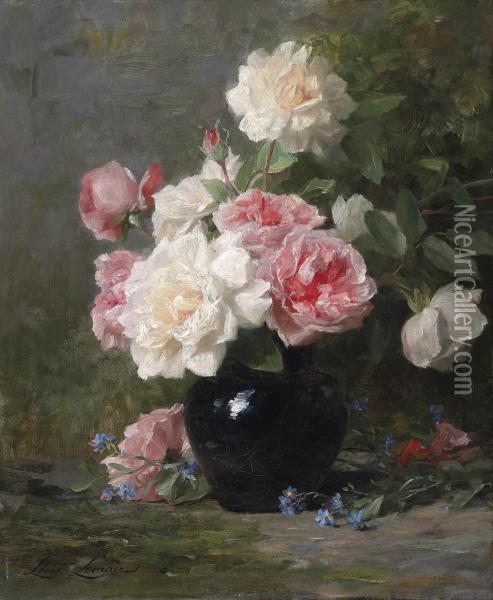 Bouquet Of Rosesin A Vase Oil Painting - Louis Marie Lemaire