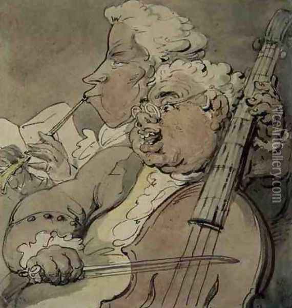Two Musicians, c.1774 Oil Painting - Thomas Rowlandson