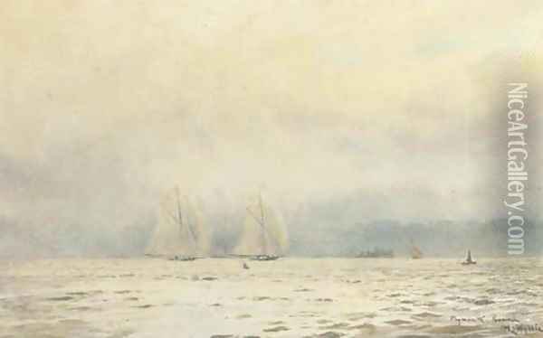 Big-class yachts racing in Plymouth Sound Oil Painting - William Lionel Wyllie