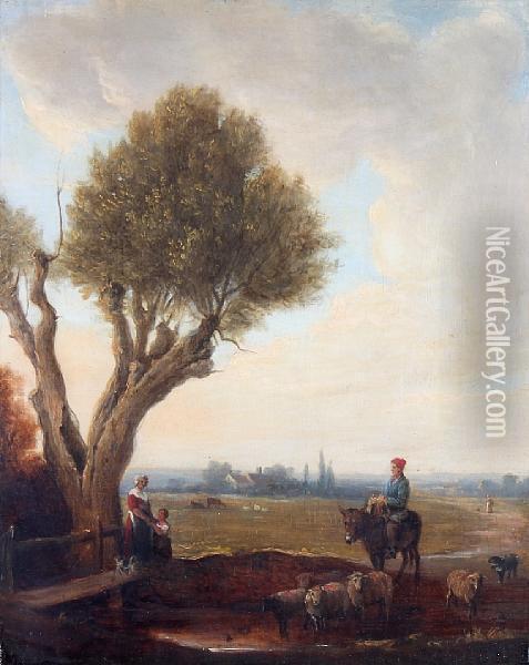 Returning From Market Oil Painting - Edmund Bristow