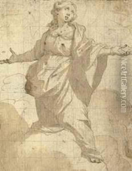 Etude D'une Sainte En Gloire Oil Painting - Giovanni Battista (Il Malosso) Trotti