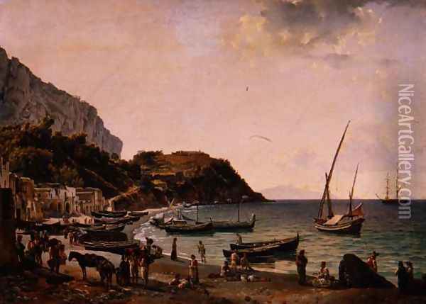 The Harbour on the Island of Capri, 1827 Oil Painting - Silvestr Fedosievich Shchedrin