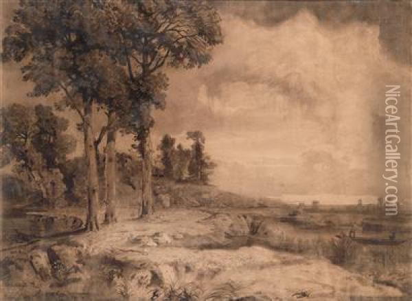 Teichlandschaft Oil Painting - Jules-Charles Aviat