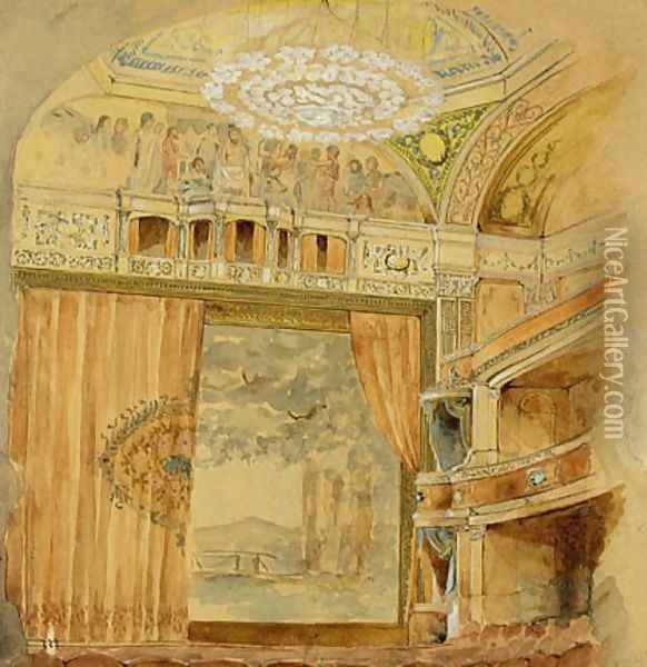 Design for Lyceum Theatre, New York Oil Painting - Louis Comfort Tiffany