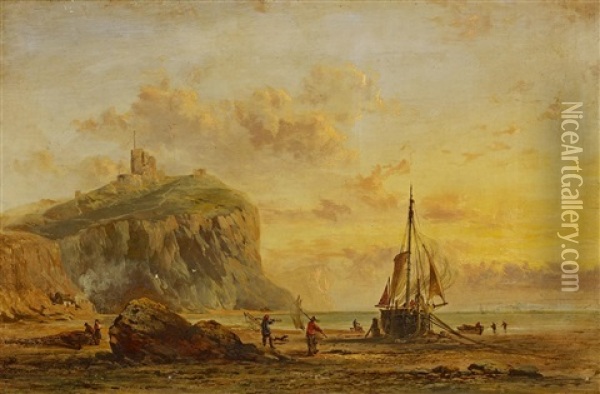 Kuste Vor Dover Oil Painting - James Webb