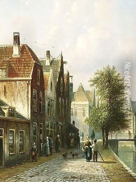 A View Of The Palmgracht Oil Painting - Johannes Franciscus Spohler