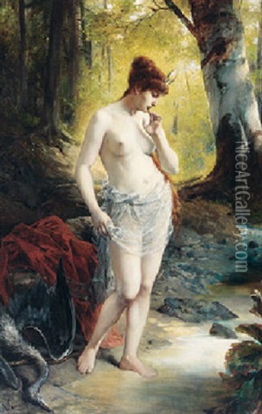 Diana Oil Painting - Franz Johann (Wilhelm) Huenten