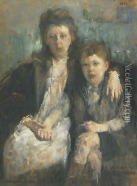 Portrait of Children Oil Painting - Olga Boznanska