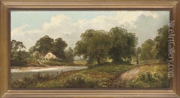 Cottage By A River Oil Painting - Thomas Stanley Barber