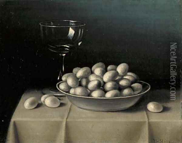 Still Life with Eggs Oil Painting - Thomas H. Hope