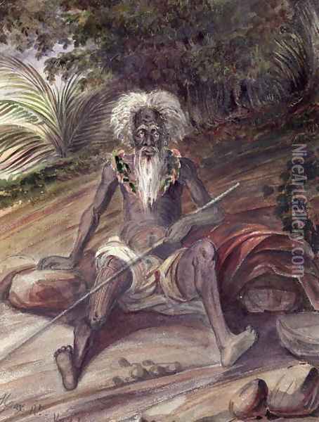 Old man from the Marquesas Islands, c.1842 Oil Painting - Maximilie Radiguet