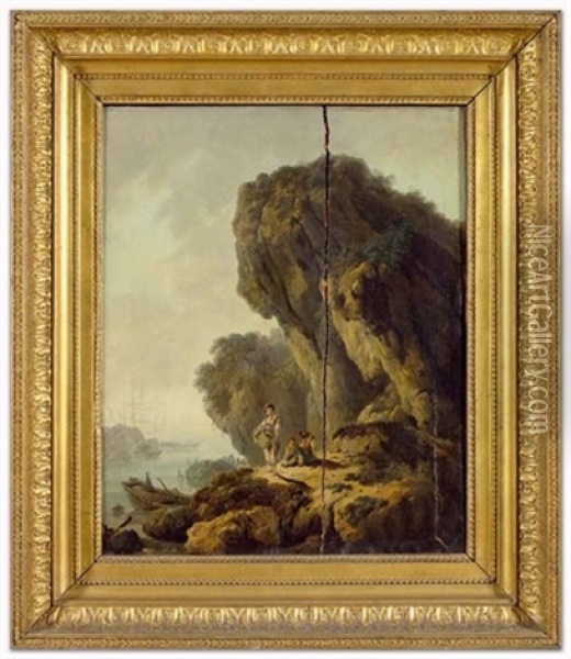 Personen Auf Einem Felsen Am Meer Oil Painting - Jean Baptiste Pillement