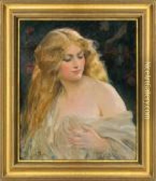 Calypso, Blonde-haired Goddess Oil Painting - Jan Styka