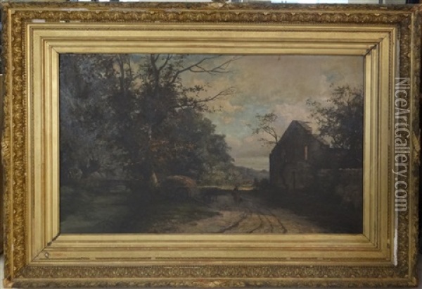 Paysage A La Fermiere Et A La Charrette Oil Painting - Leon Bopp du Pont