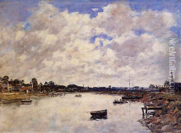 The Banks of the Touques I Oil Painting - Eugene Boudin