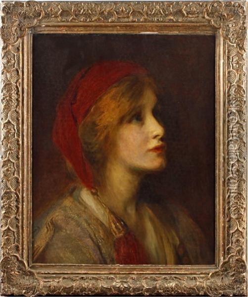 Portrait Of A Young Girl Oil Painting - Charles A. Buchel