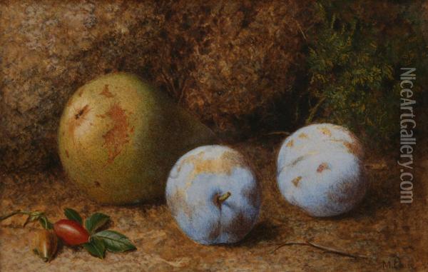 Still Life Study Of A Pear Oil Painting - Marian Emma Chase