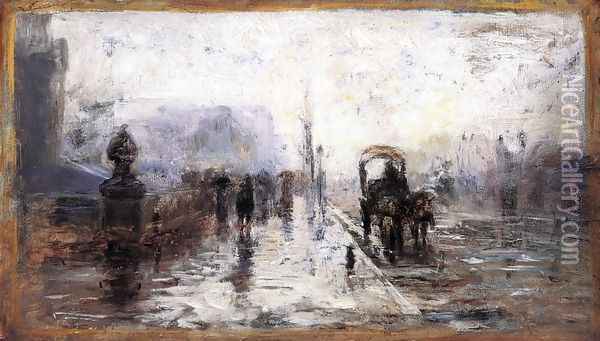 Street Scene with Carriage Oil Painting - Theodore Clement Steele