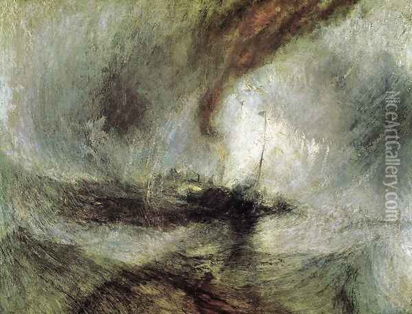 Snow Storm- Steam-Boat off a Harbour's Mouth c. 1842 Oil Painting - Joseph Mallord William Turner