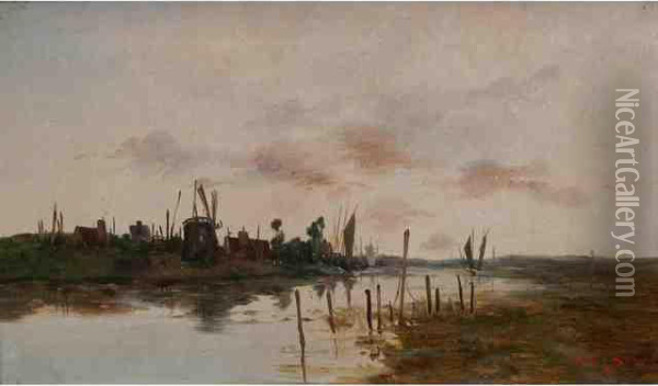 Moulin Au Bord Du Canal Oil Painting - Karl Behm