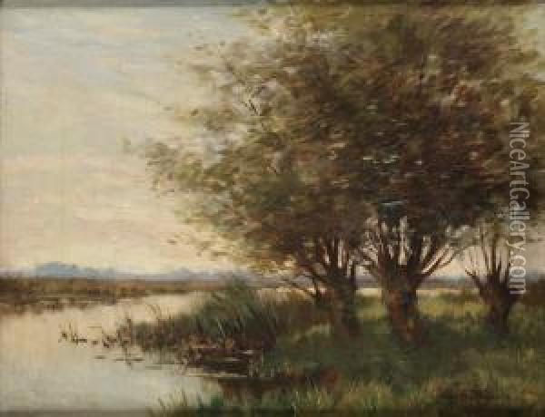 Flodlandskap Oil Painting - Jan Van Rhijnen