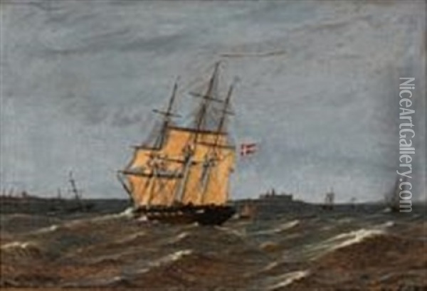 Farvandet Ved Kronborg Oil Painting - Emil Vilhelm Normann