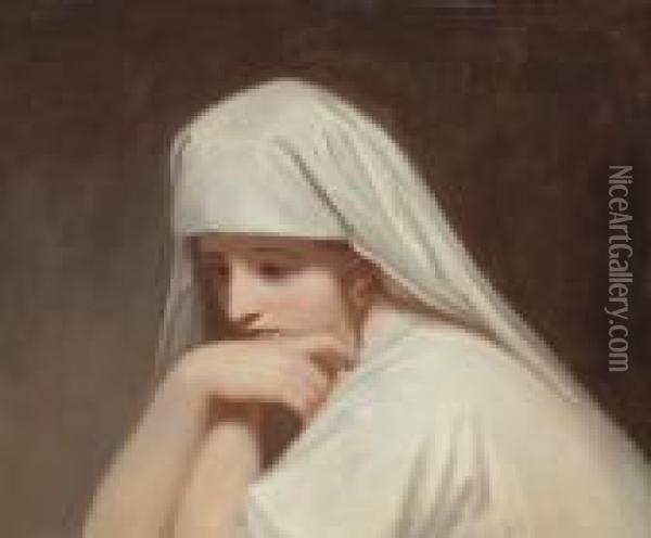 Portrait Of Emma, Lady Hamilton, As 'contemplation' Oil Painting - George Romney