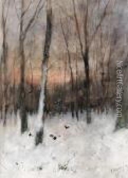 Trees At Dusk Oil Painting - Anton Mauve