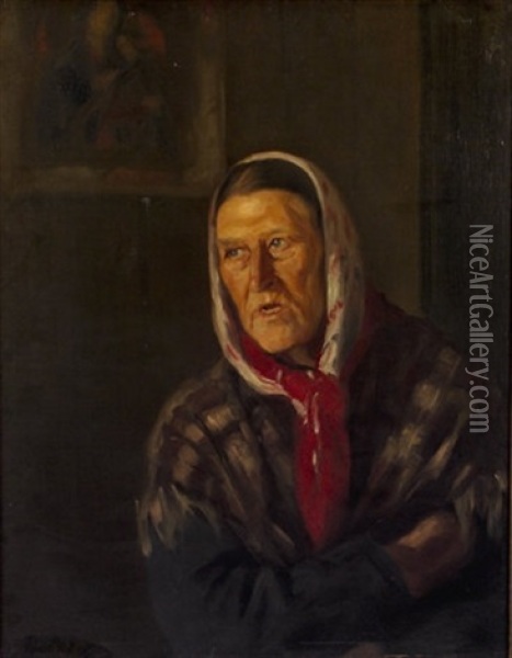 Portrait Of A Woman Of Achill Oil Painting - Michael Augustin Power O'Malley
