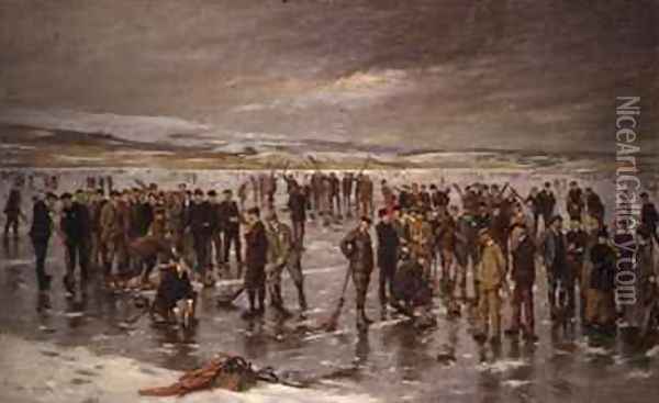 Curling at Carsebreck Oil Painting - Charles Martin Hardie