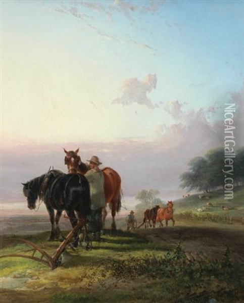 The Plough Team Oil Painting - Charles Shayer