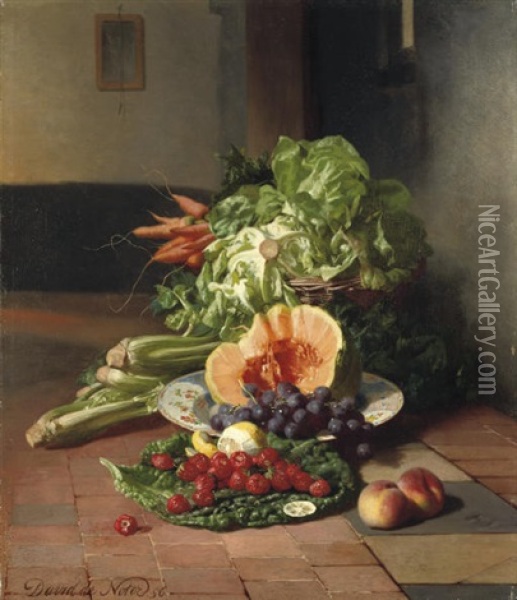 A Kitchen Still Life Oil Painting - David Emile Joseph de Noter