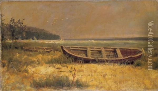 Fischerboote Am Ufer Eines Sees Oil Painting - Max Slevogt