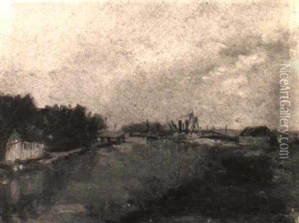 Le Long Du Canal Oil Painting - Emile Claus