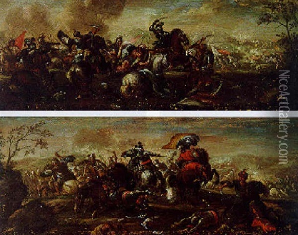 Calvary Skirmish Between Crusaders And Turks Oil Painting - Jacques Courtois