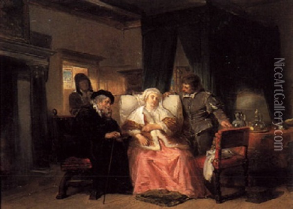 The Sickbed Oil Painting - Herman Frederik Carel ten Kate