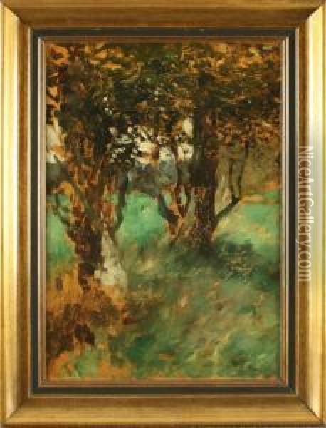 Knorrige Baume In Wiesenlandschaft Oil Painting - Thomas Ludwig Herbst