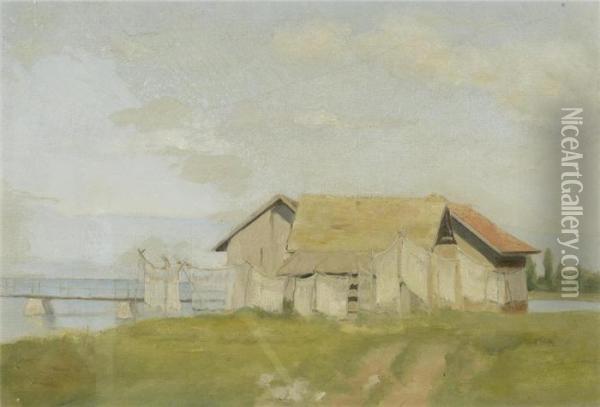 Village Of Auvernier Oil Painting - Charles Edouard Dubois